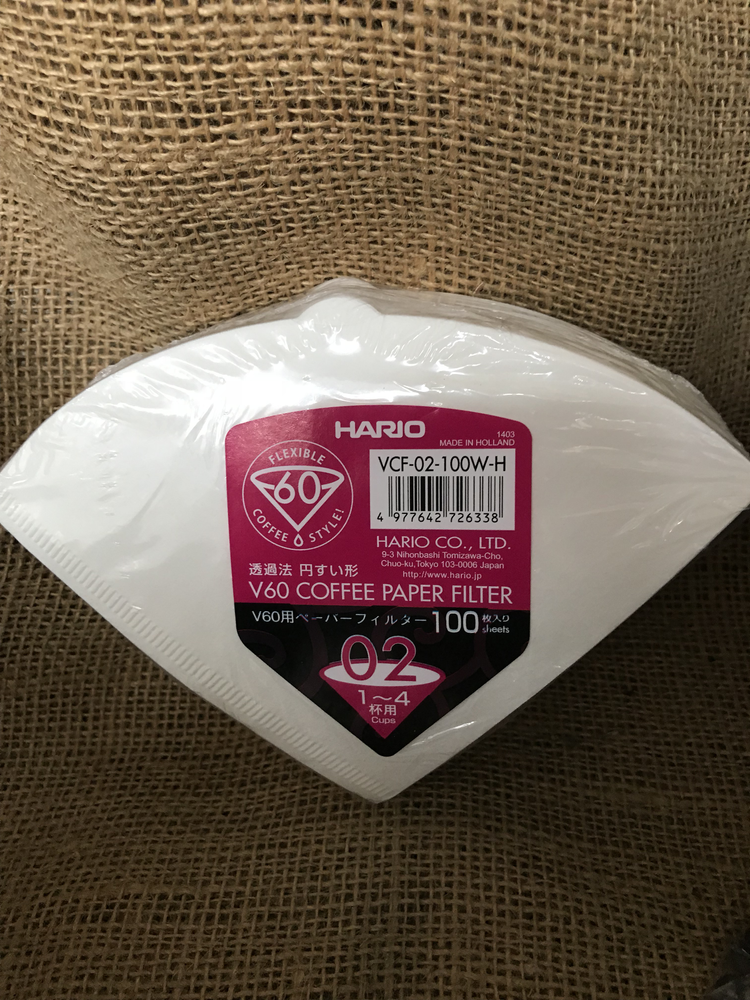 Hario V60 Paper Filter 02 Dripper 100 Sheets Bleached