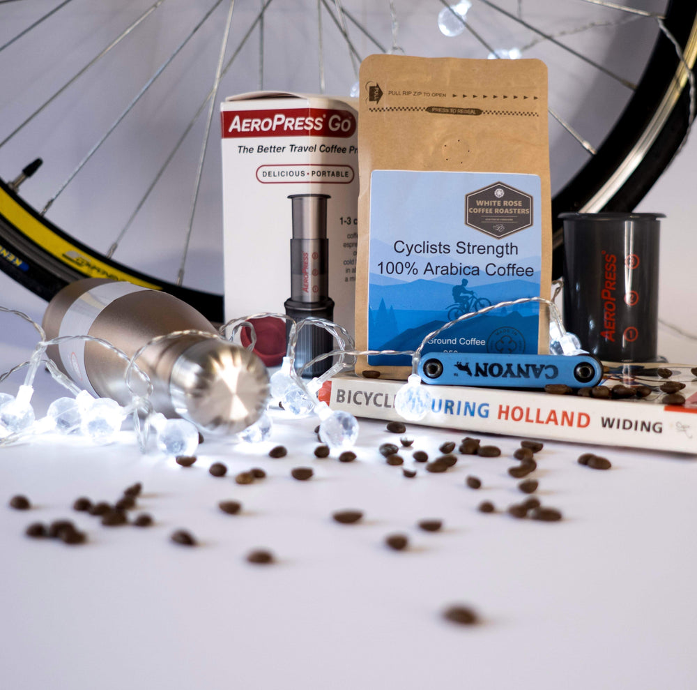 Cyclists Coffee Hamper - Cyclist strength coffee blend & Aeropress Go coffee maker & stainless steel flask